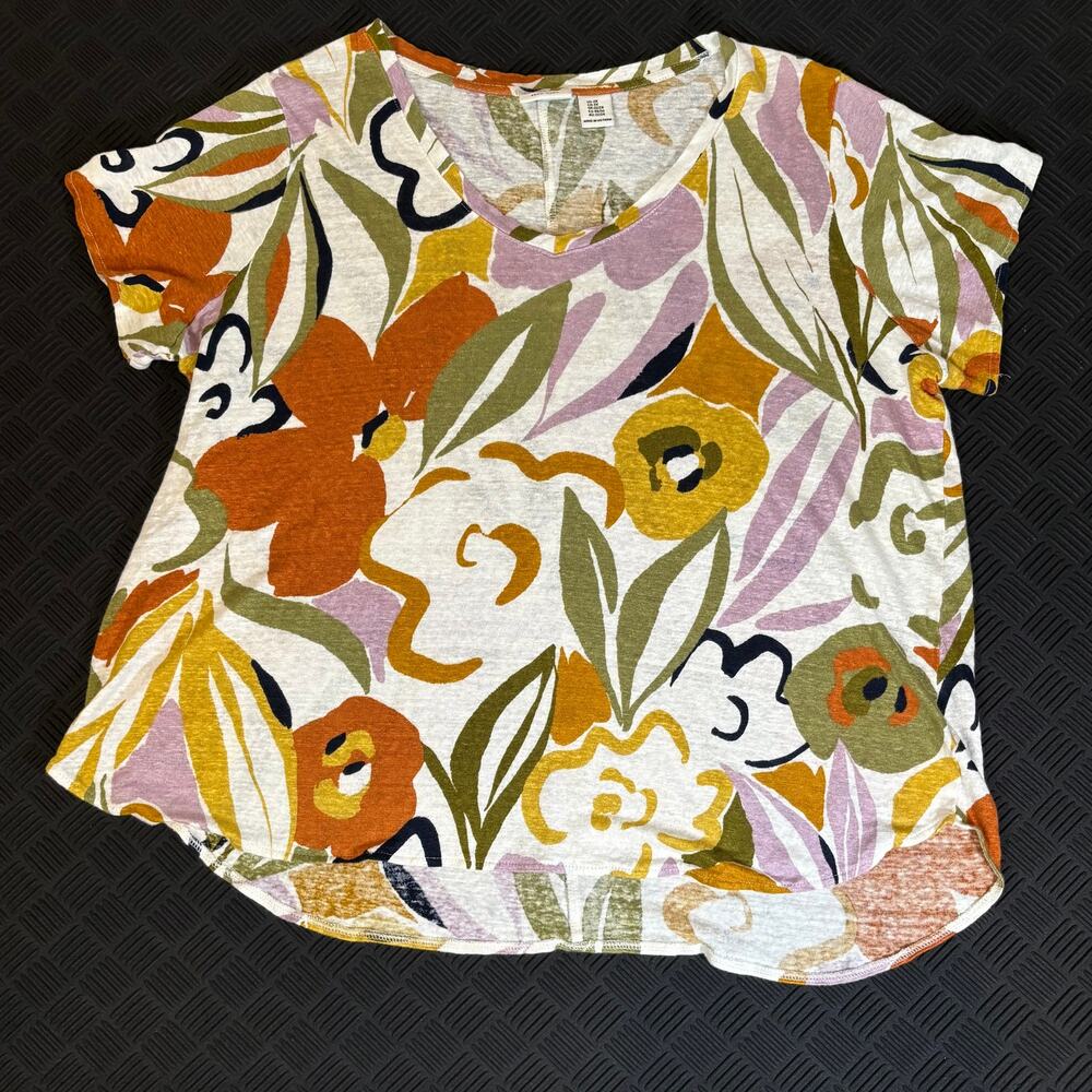 Rachel Zoe Floral Top Women's Size 2X Linen